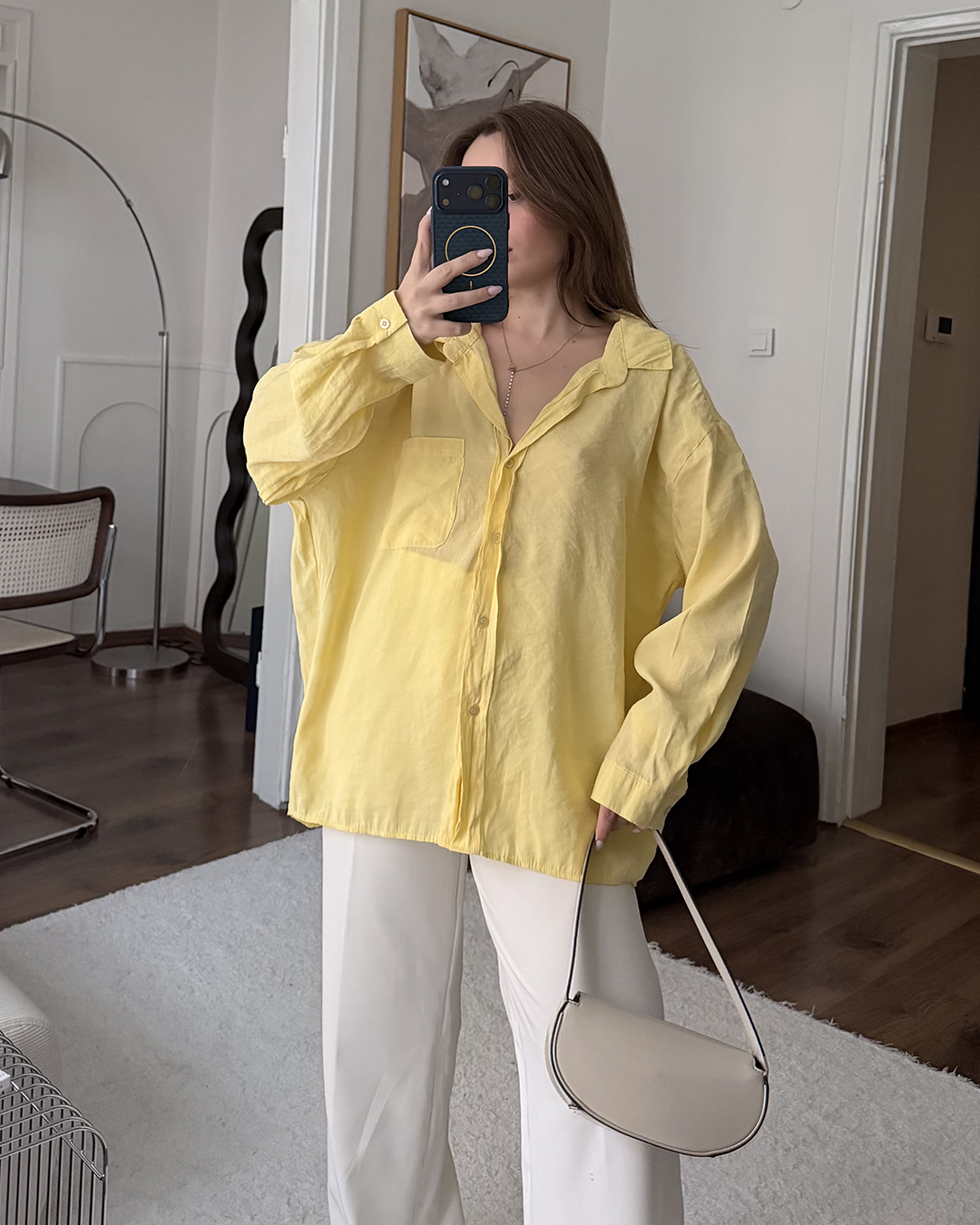Bambu Oversize Sarı Gömlek