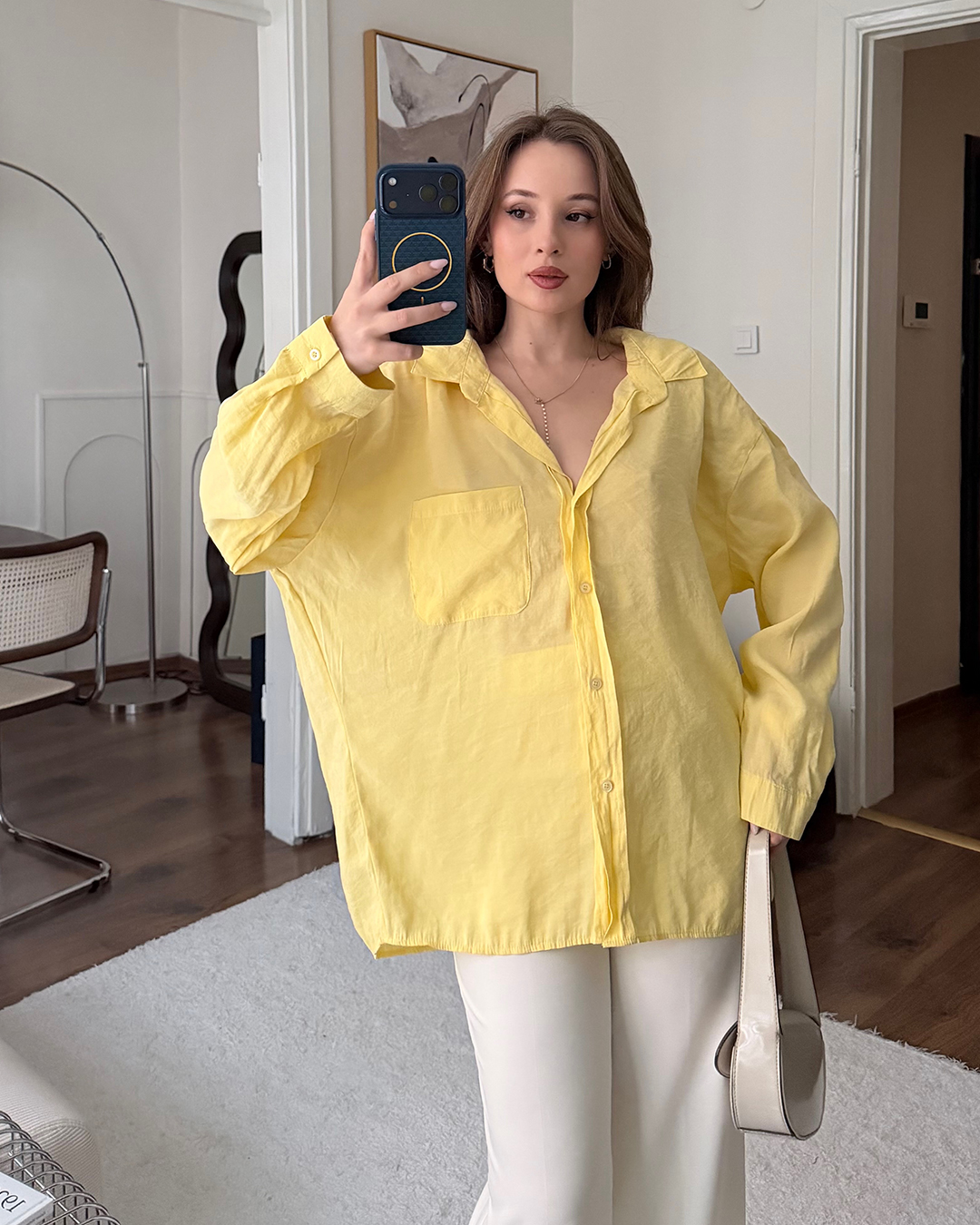 Bambu Oversize Sarı Gömlek