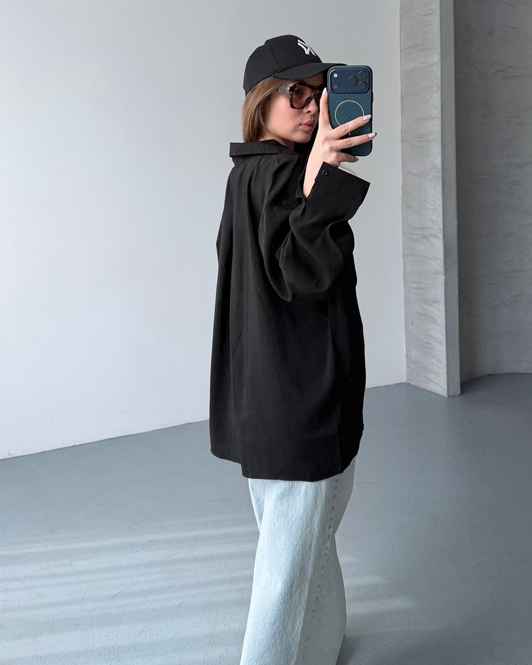 Bambu Oversize Siyah Gömlek