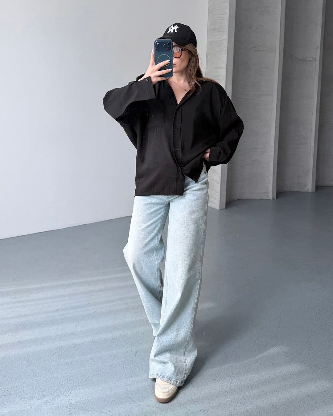 Bambu Oversize Siyah Gömlek