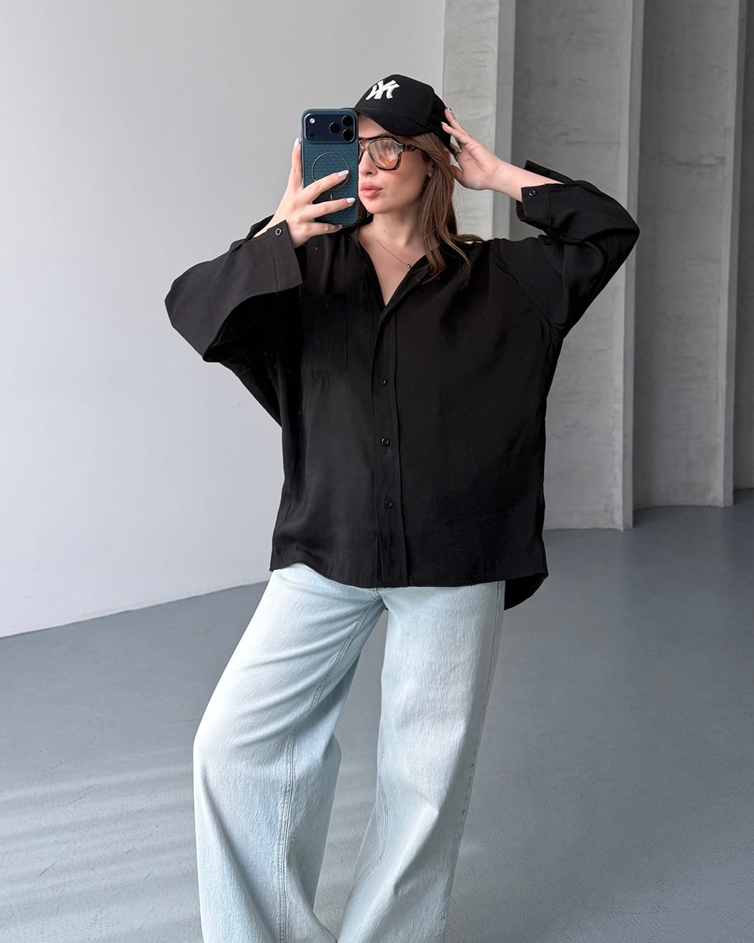 Bambu Oversize Siyah Gömlek