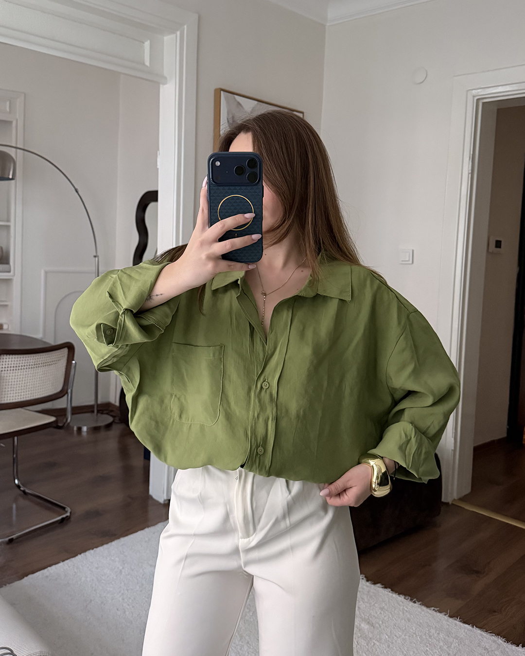 Bambu Oversize Yeşil Gömlek