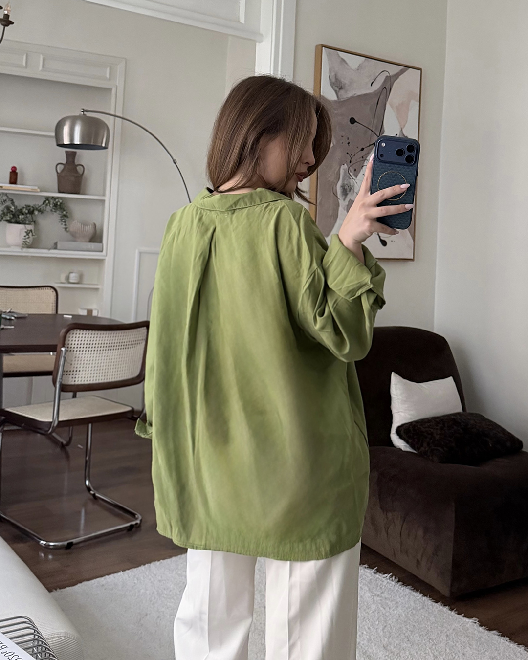 Bambu Oversize Yeşil Gömlek