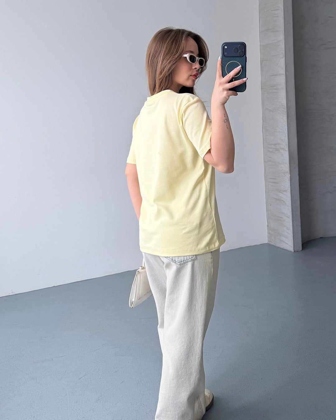 Bisiklet Yaka Unisex Sarı Tişört