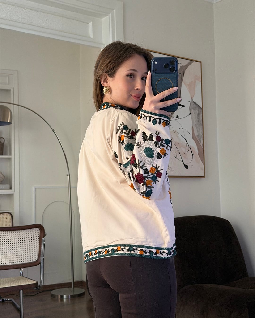 Bohem Desenli Nakışlı Ceket