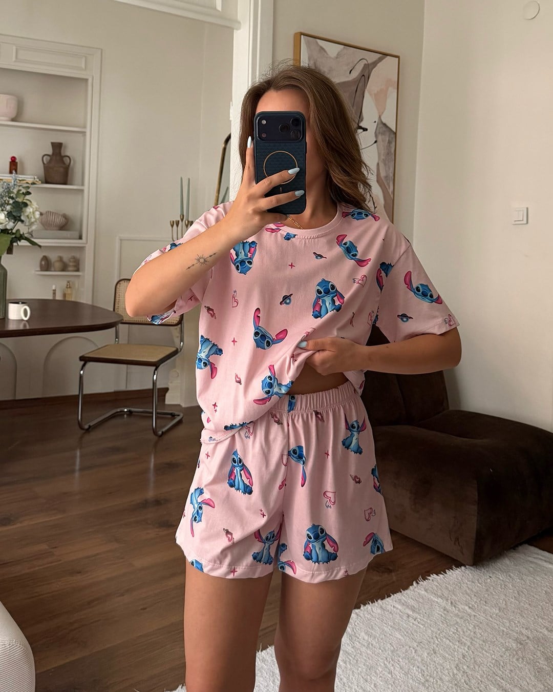 Cute Baskılı Oversize Şortlu Pijama Takımı