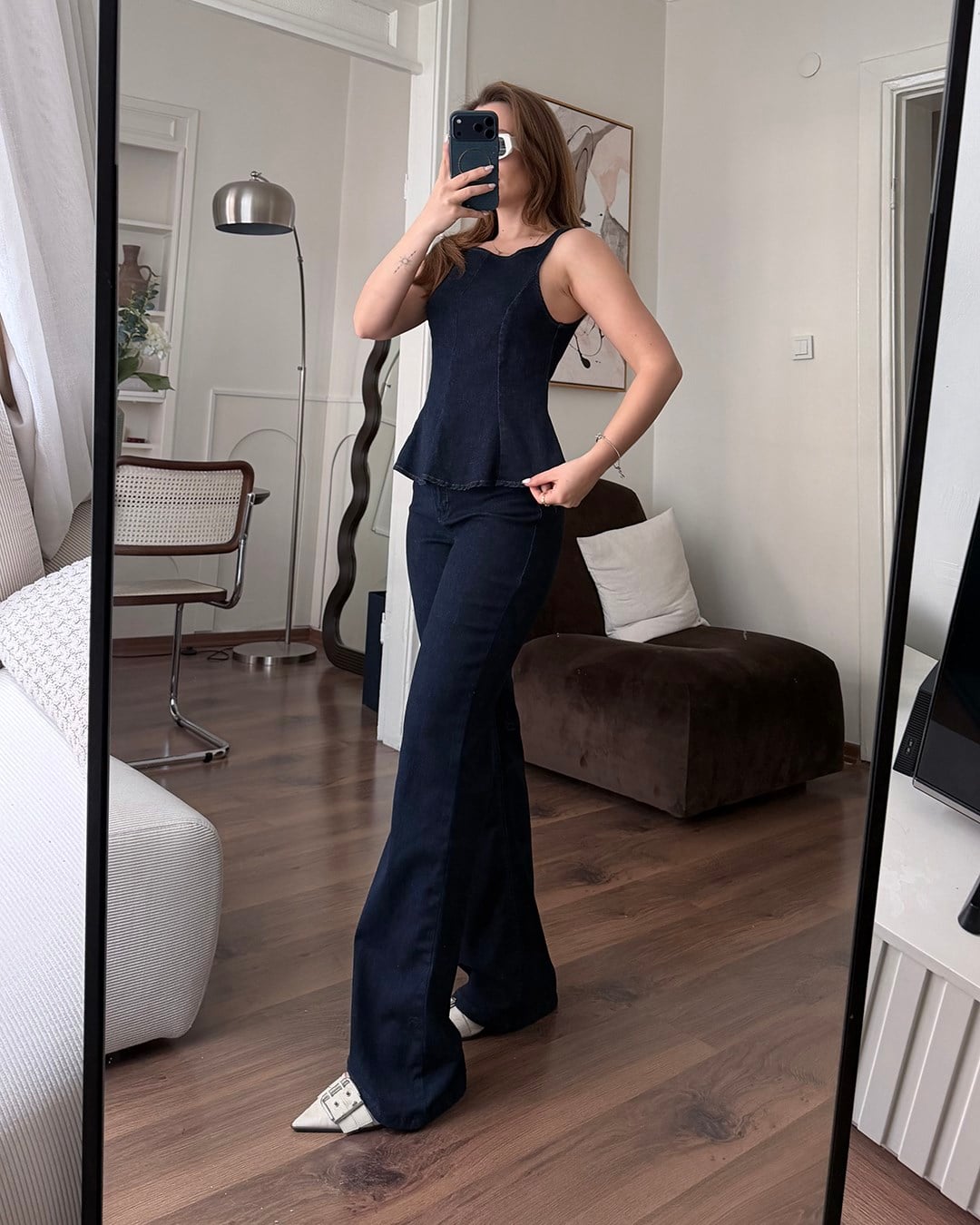 Denim Lacivert Bluz Pantolon Takım