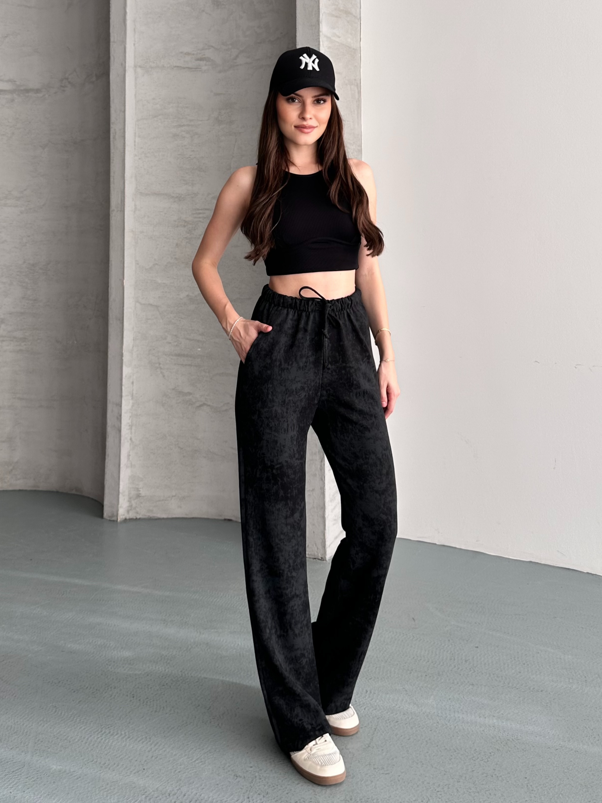 Vintage Bol Paça Siyah Pantolon