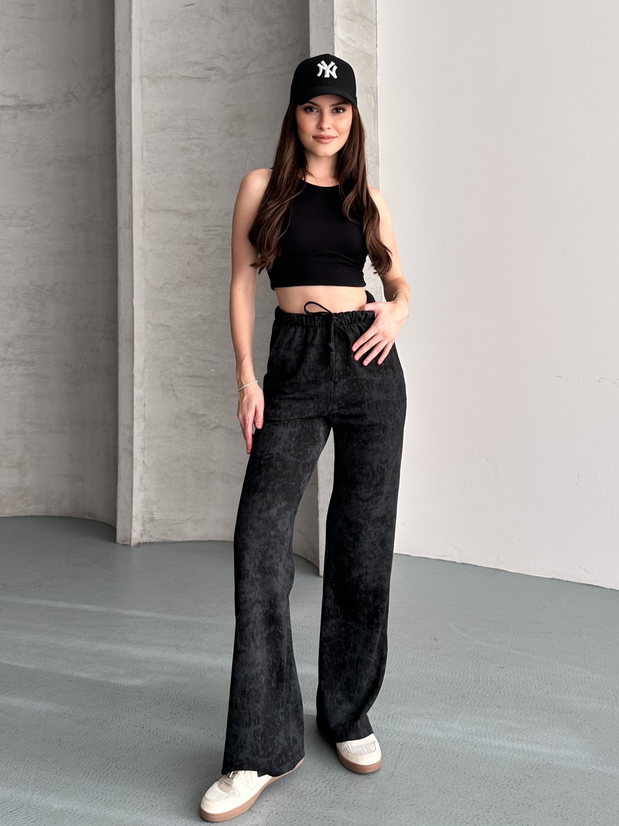 Vintage Bol Paça Siyah Pantolon