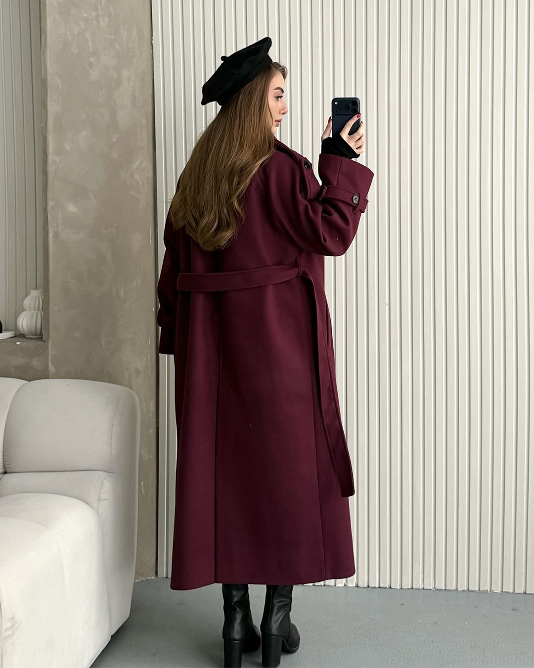 Dik Yaka Premium Bordo Kaban