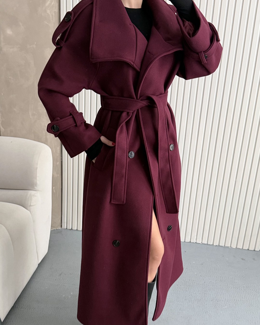 Dik Yaka Premium Bordo Kaban