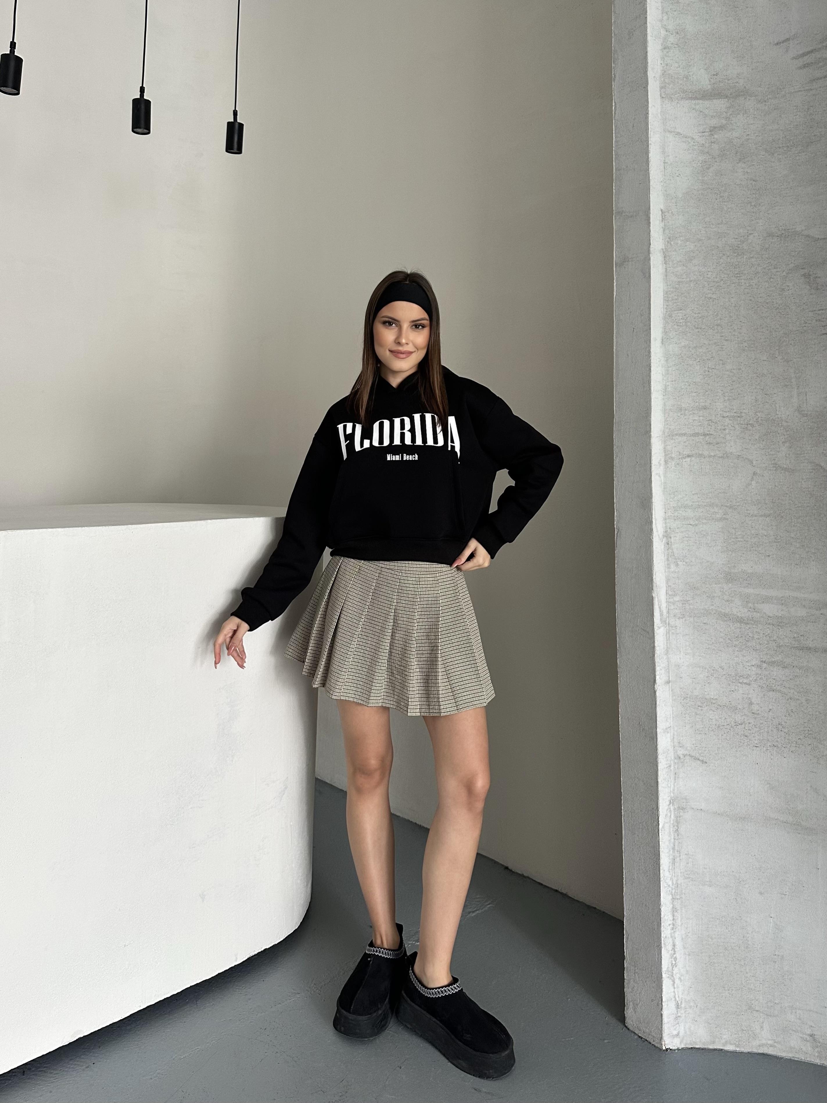 Florida Kapüşonlu Siyah Sweatshirt