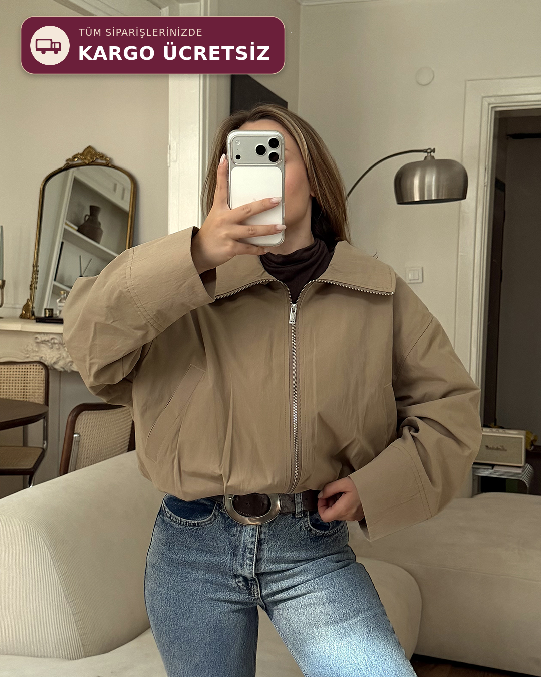 Fly Bej Bomber Ceket