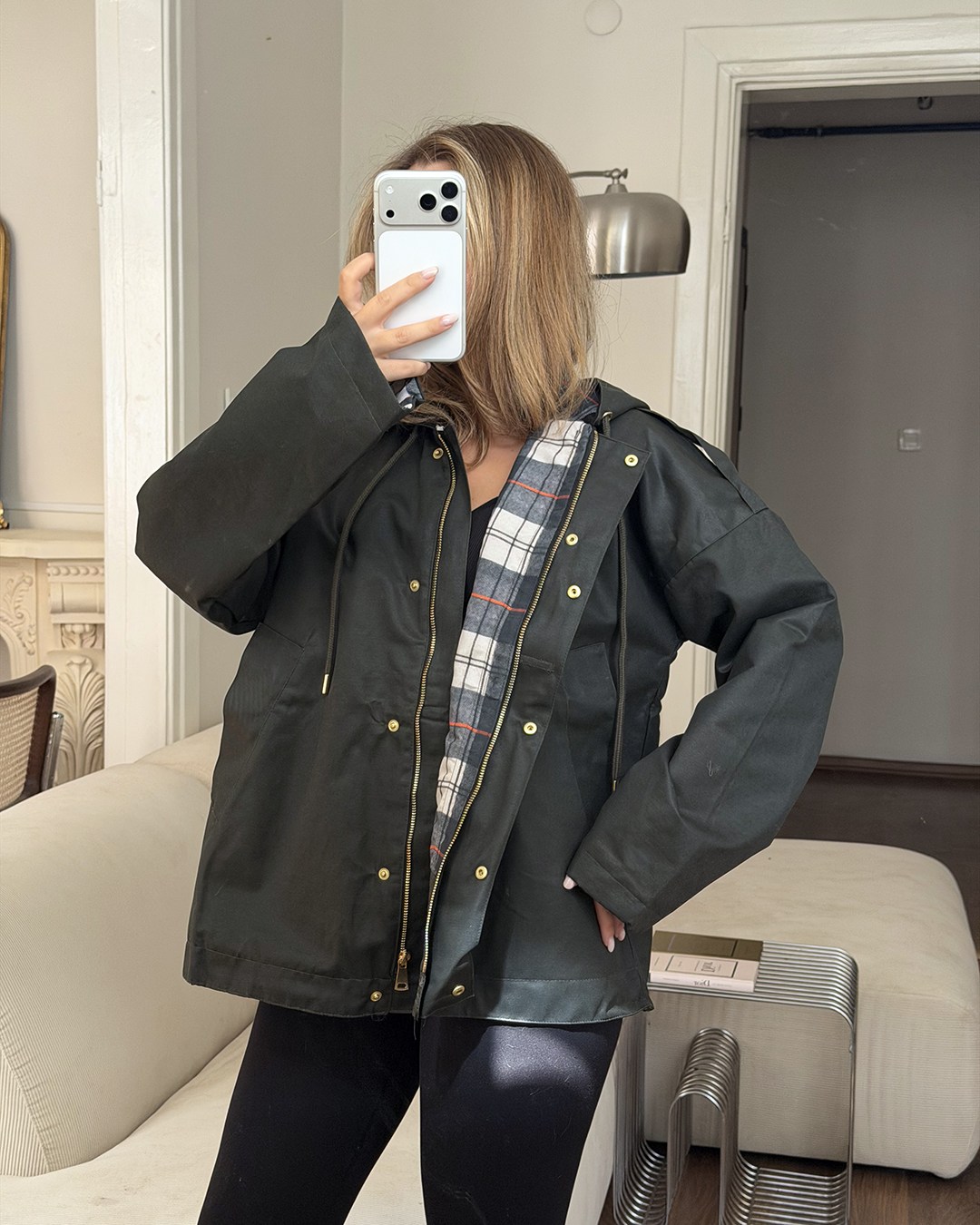 Kapüşonlu Oversize Haki Parka