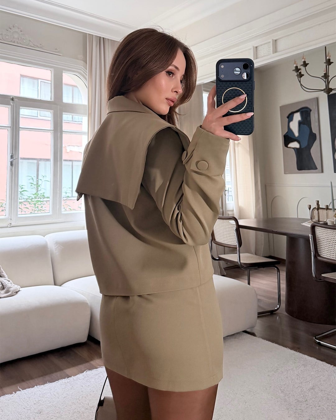 Milano Haki Ceket Etek Takım