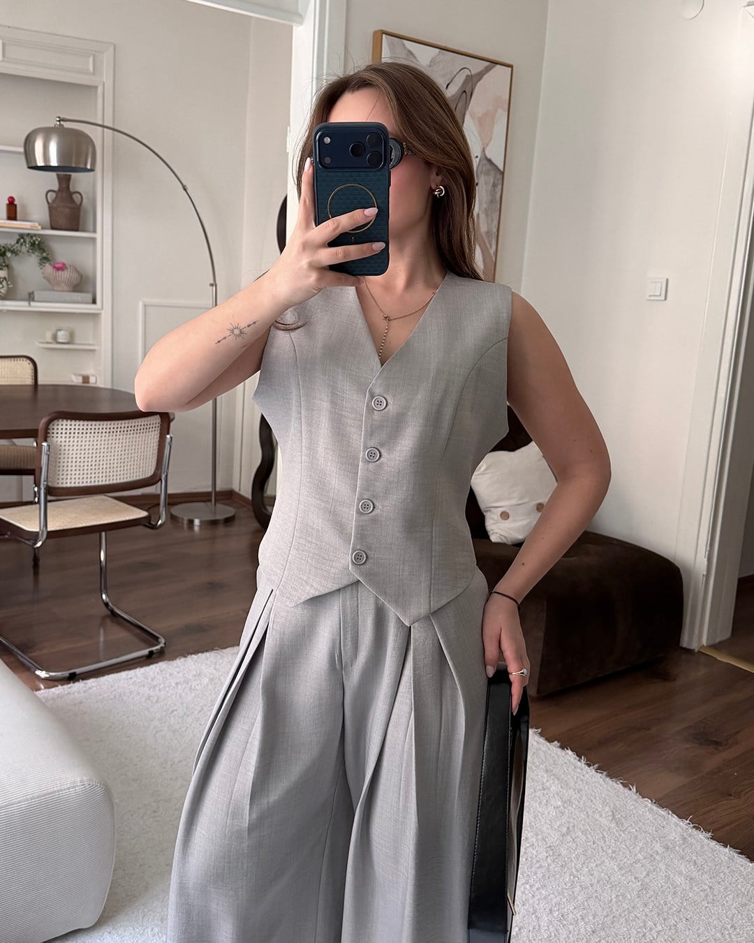 Klasik Gri Yelek Pantolon Takım