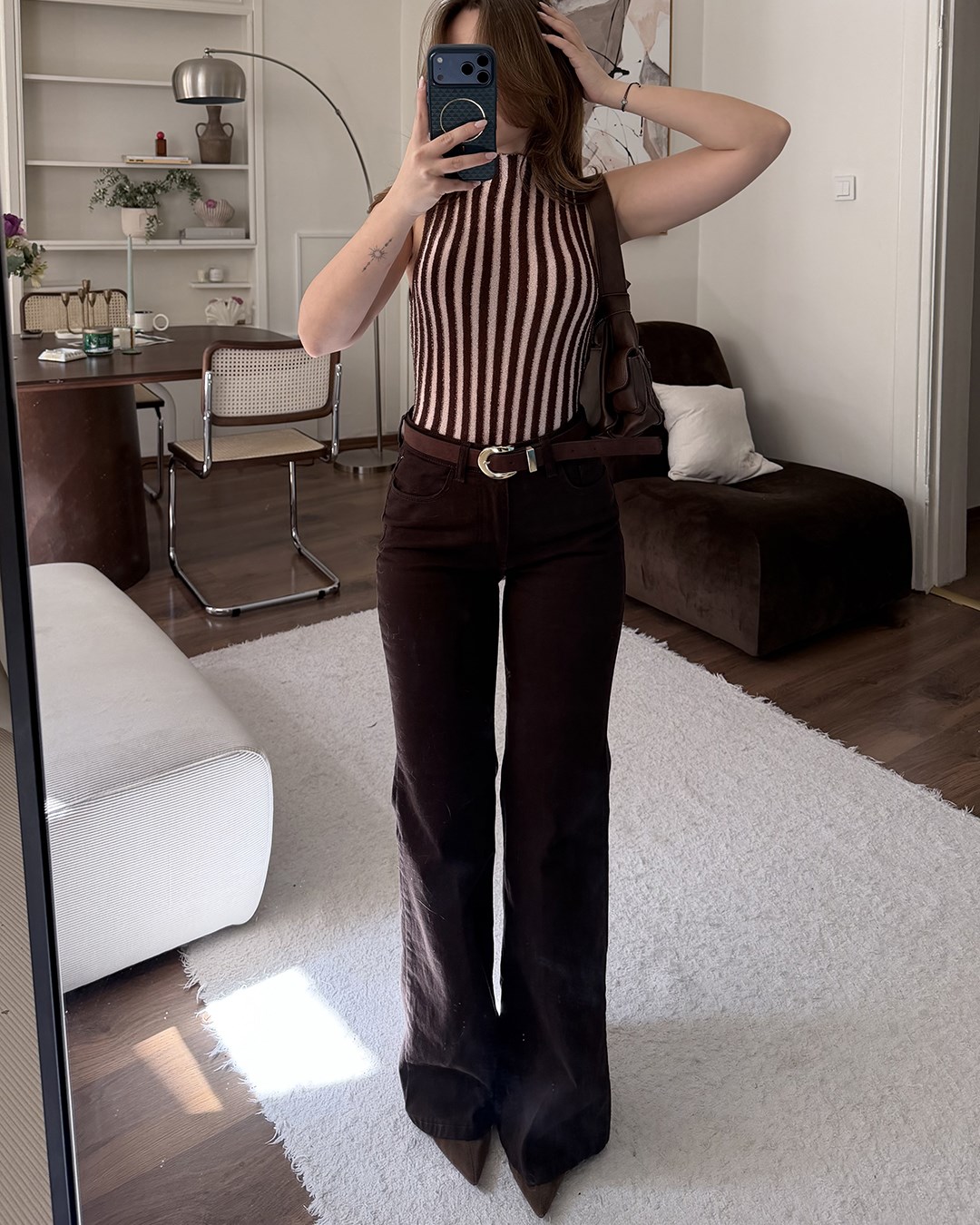 Klasik Wide Leg Kahverengi Jean