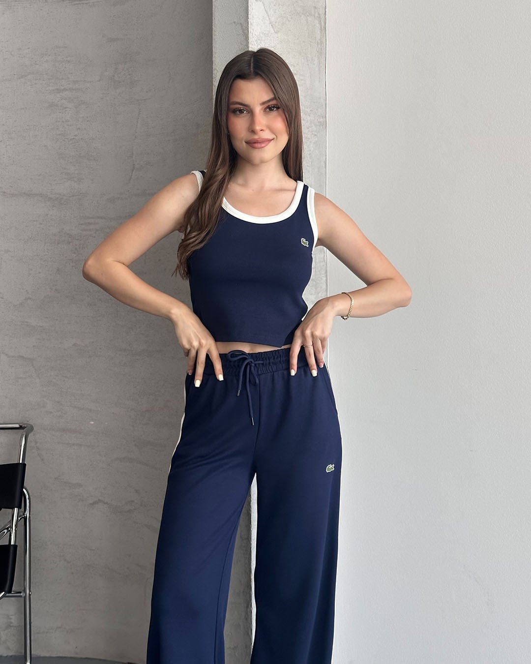 Lacivert Biyeli Crop Eşofman Takımı