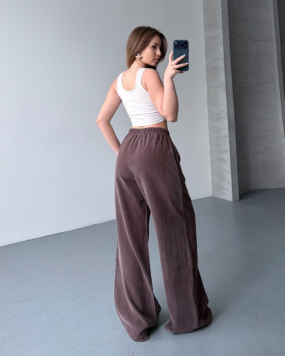 Lastikli Oversize Kahverengi Pantolon