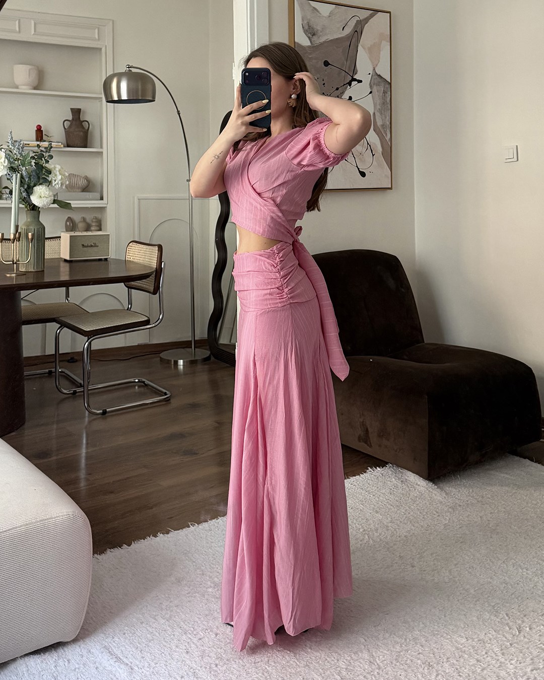 Lidya Pembe Kruvaze Etek Takım
