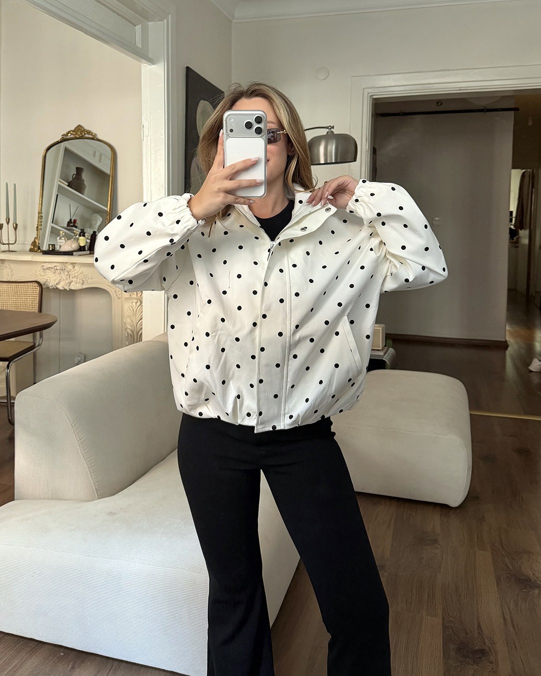 Mini Puantiyeli Bomber Ceket