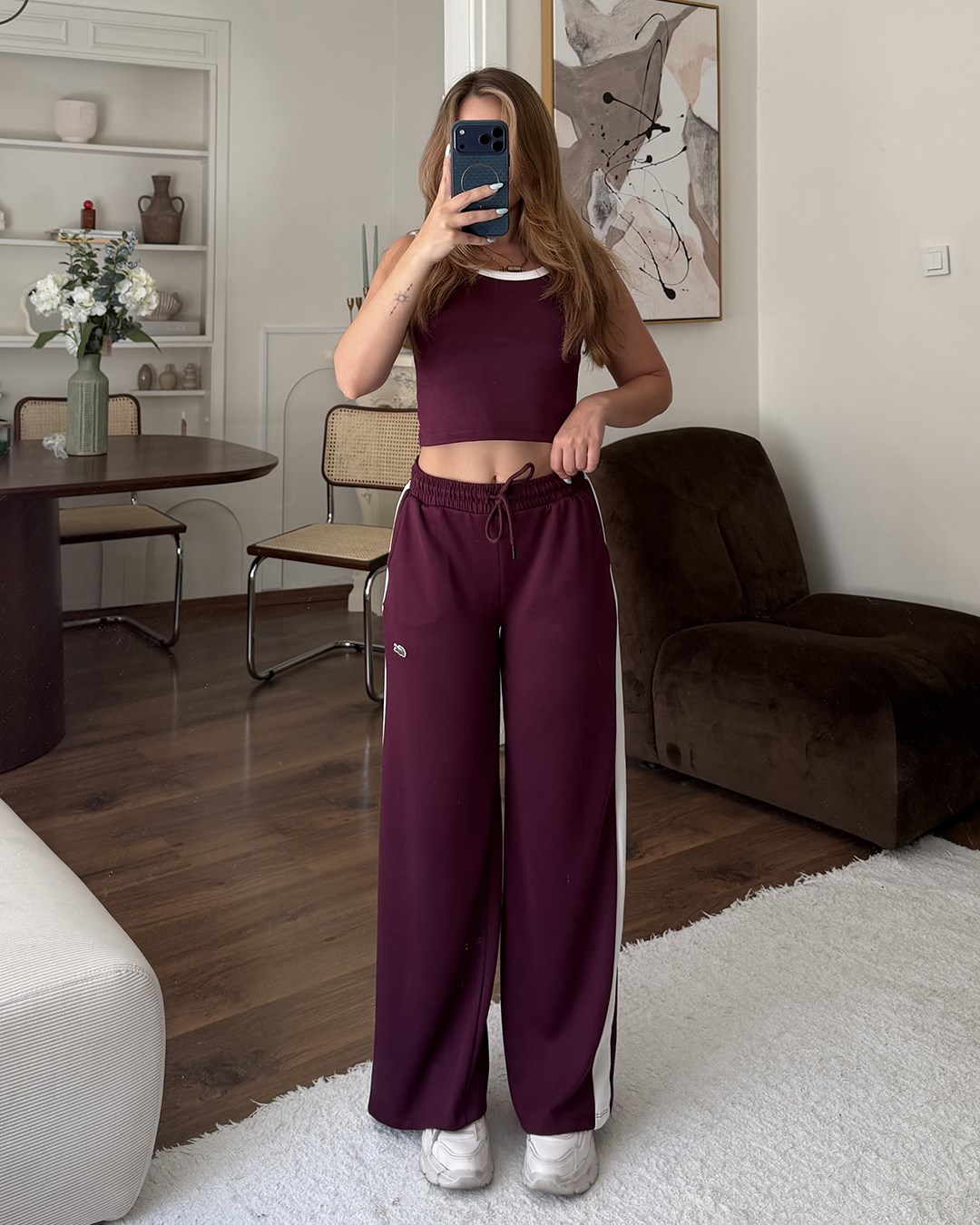 Mürdüm Biyeli Crop Eşofman Takımı