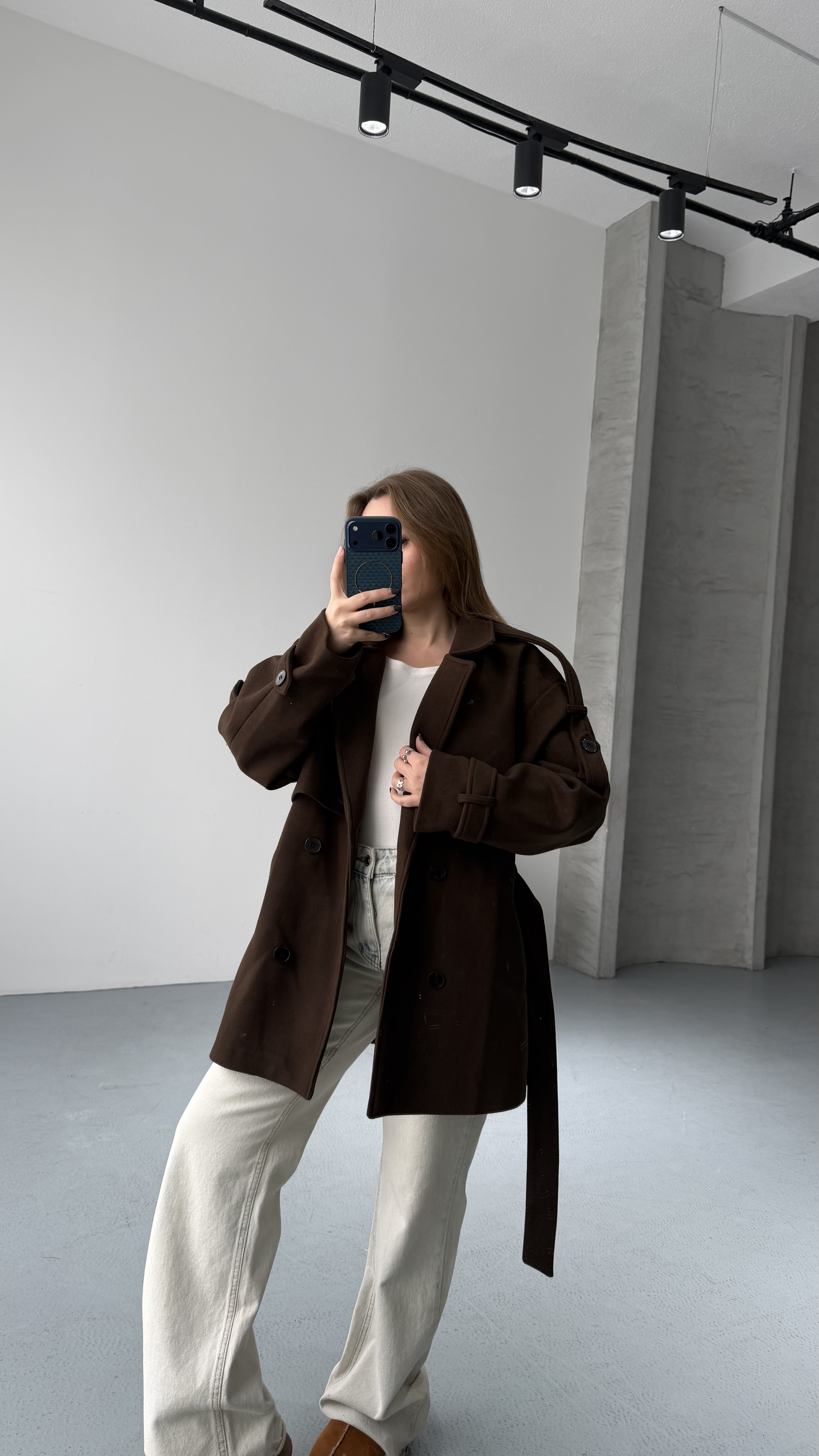 Oversize Acı Kahve Kaşe Kaban