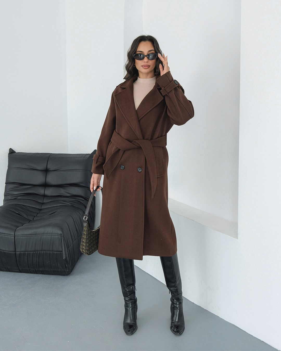 Premium Modern Acı Kahve Kaşe Kaban