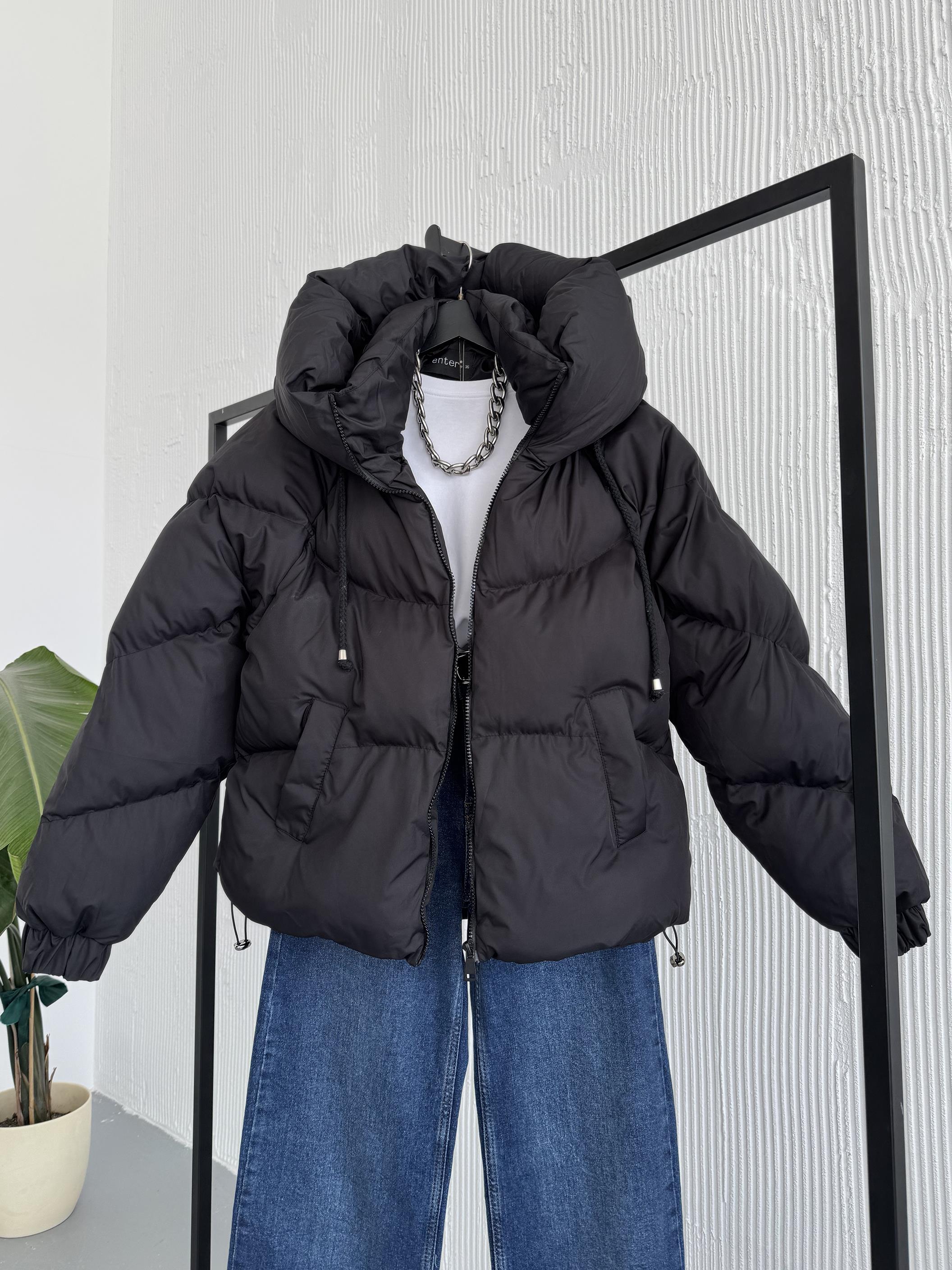 Puffer Siyah Şişme Mont