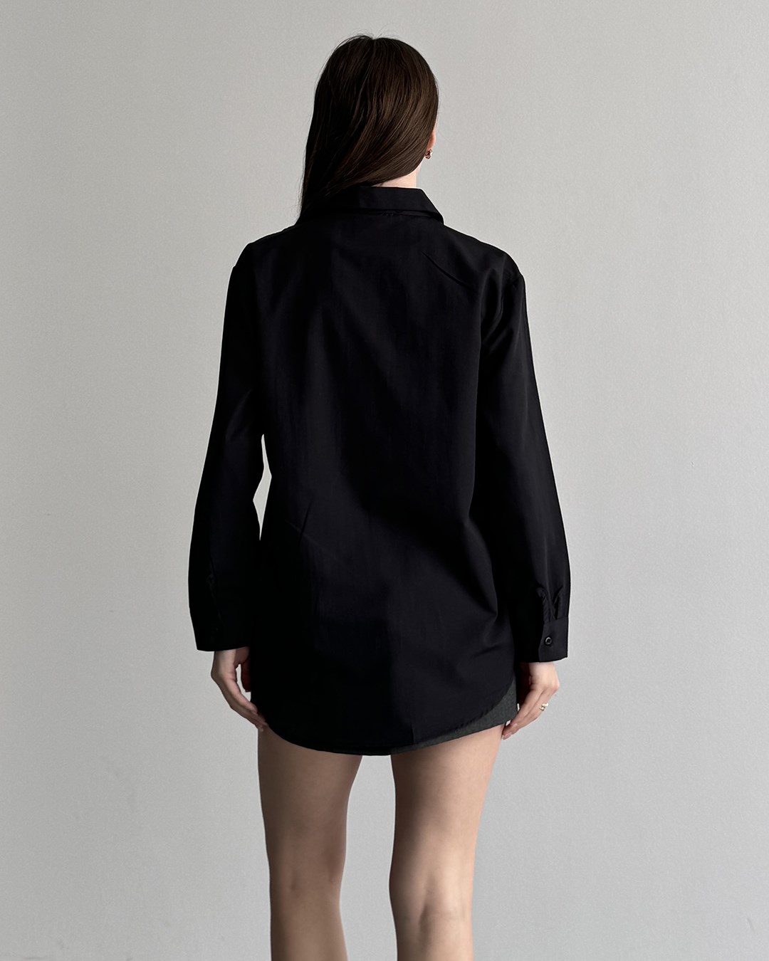 Riva Taş İşlemeli Siyah Gömlek