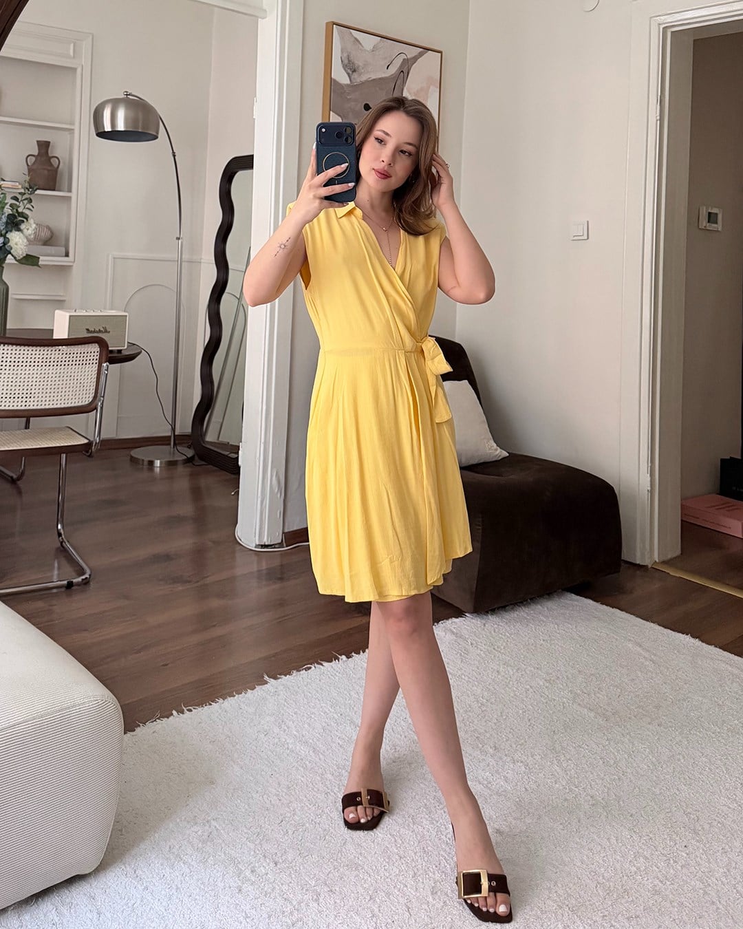 Sarı Anvelop Kesim Elbise