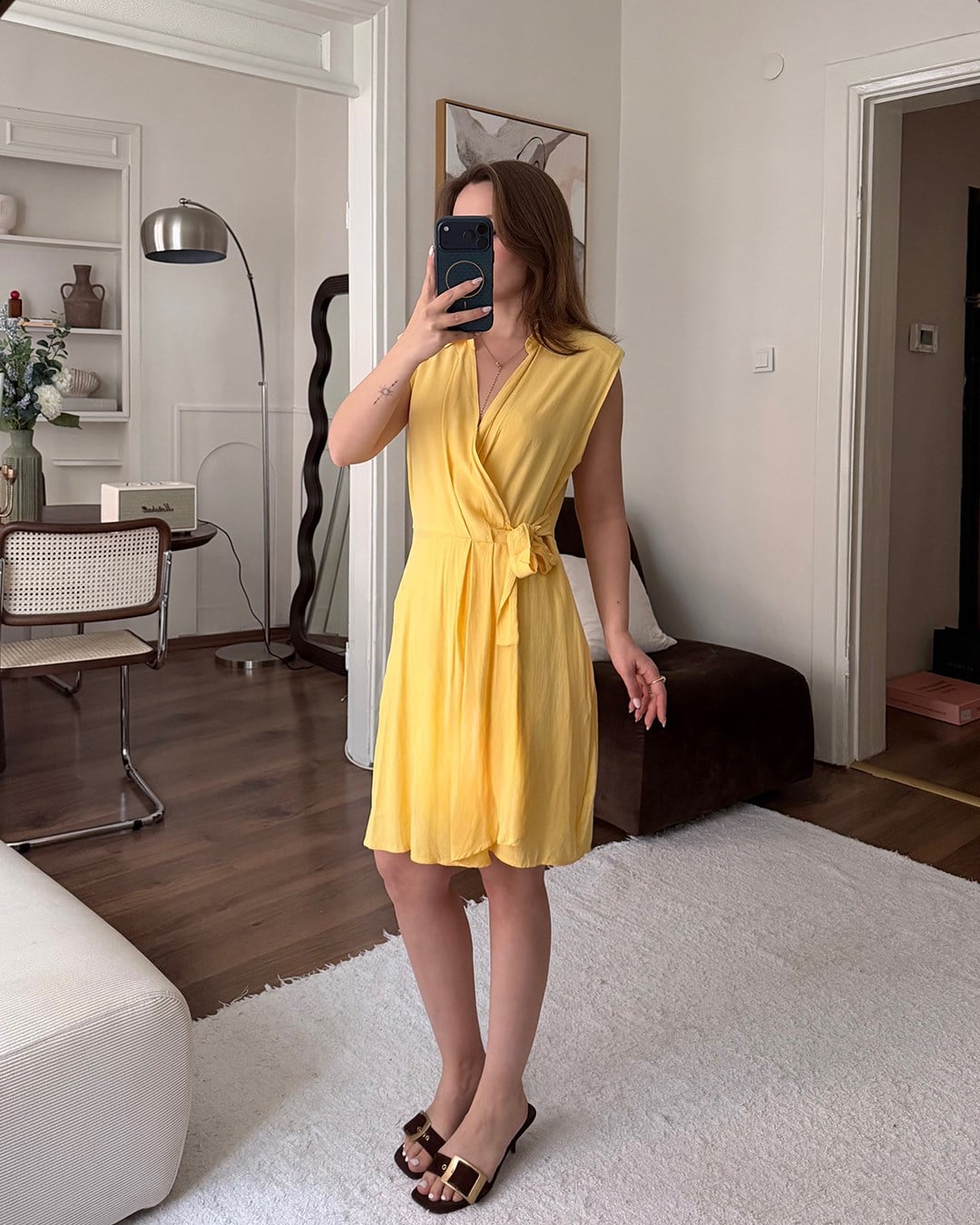 Sarı Anvelop Kesim Elbise