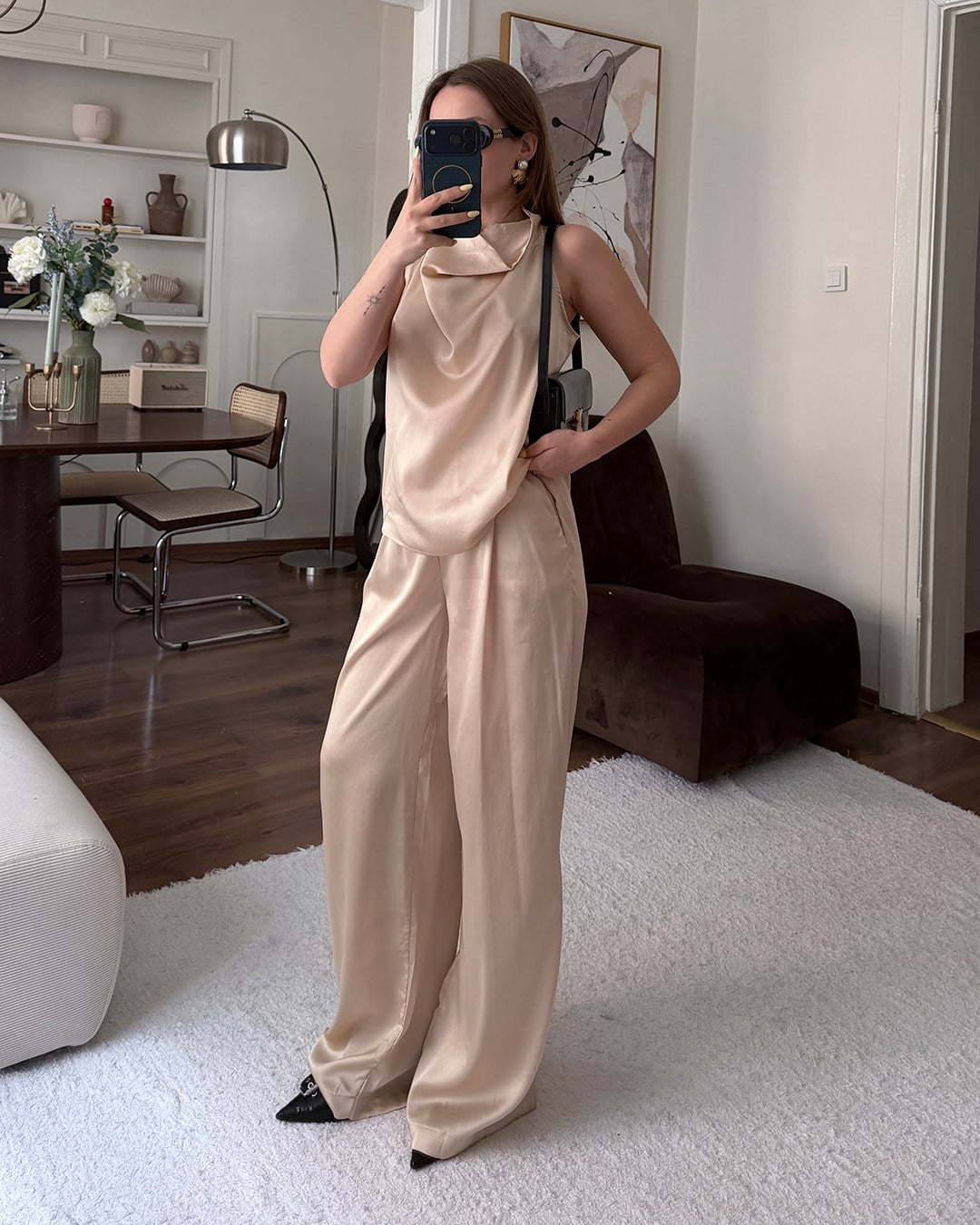 Sienna Saten Ekru İkili Takım
