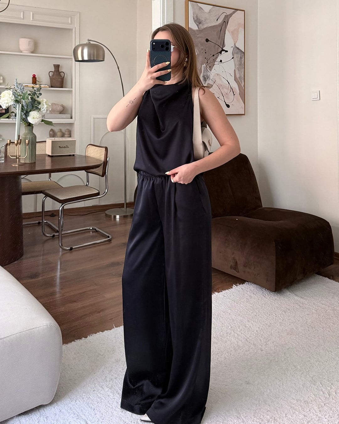 Sienna Saten Lacivert İkili Takım