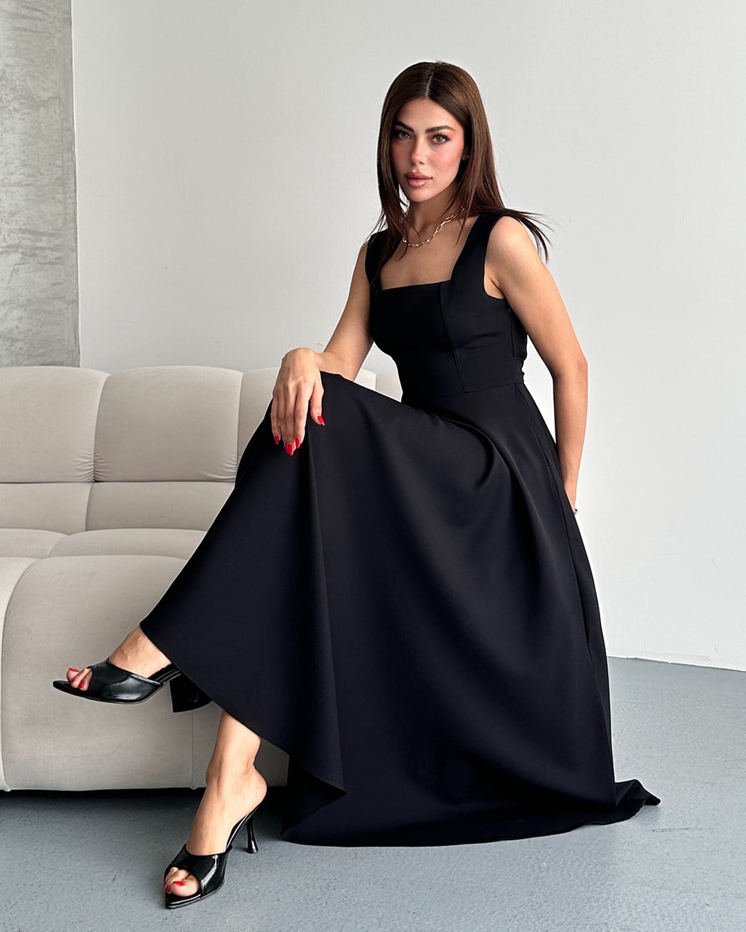 Siyah Helen Maxi Elbise