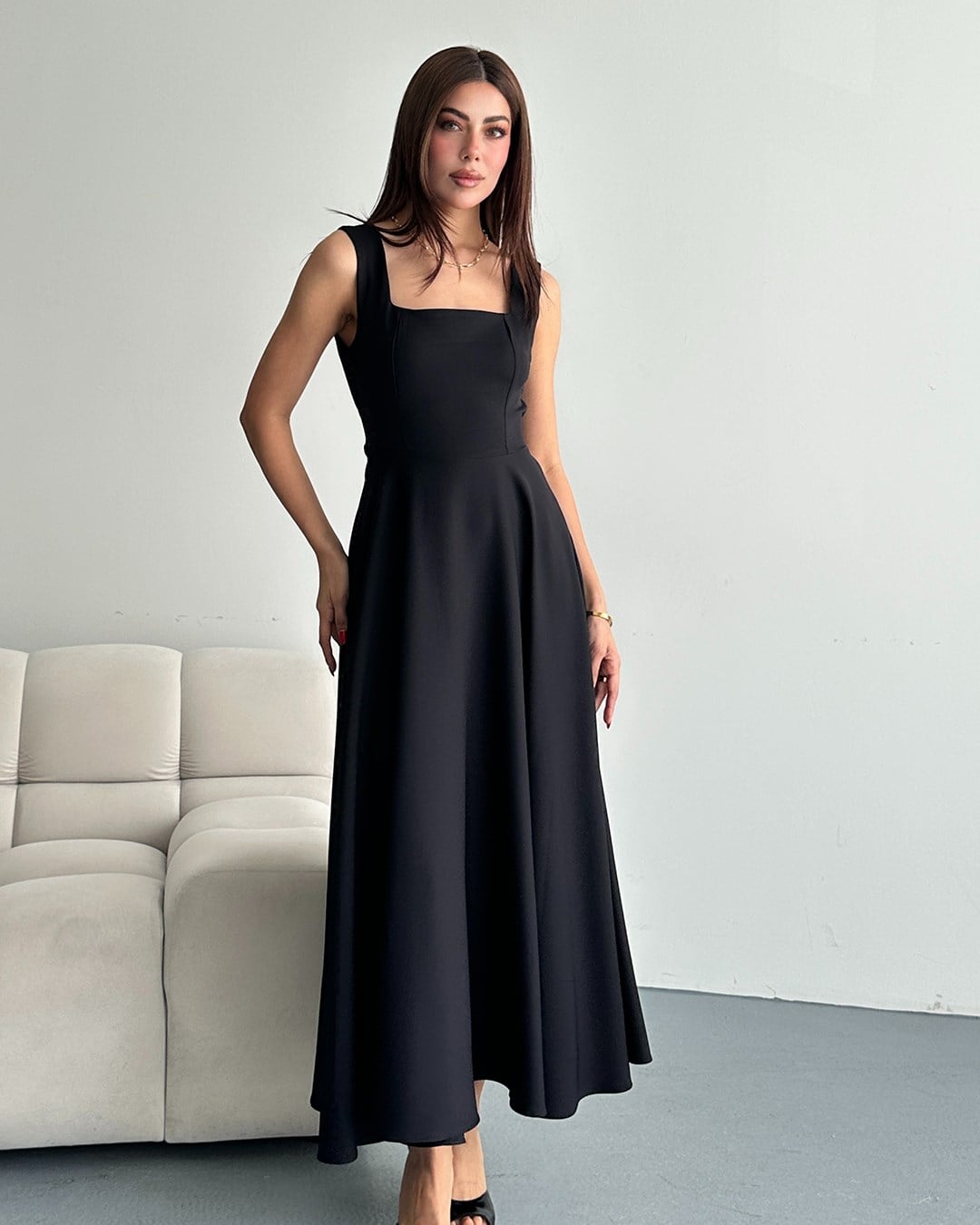 Siyah Helen Maxi Elbise