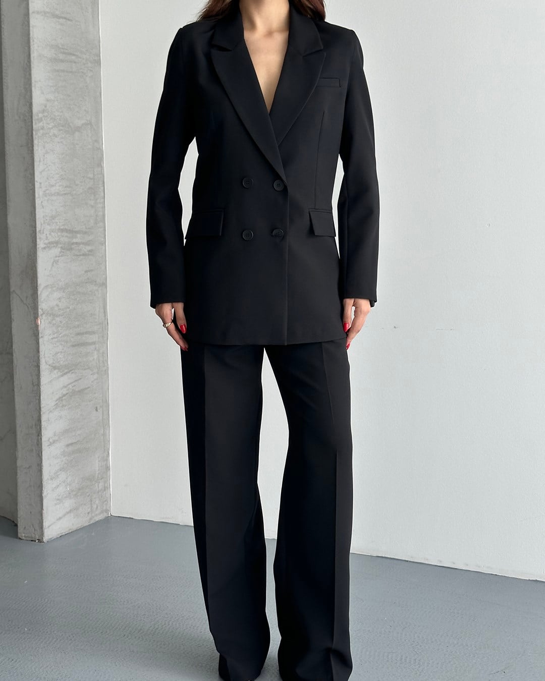 Siyah Oversize Blazer Ceket Pantolon Takım