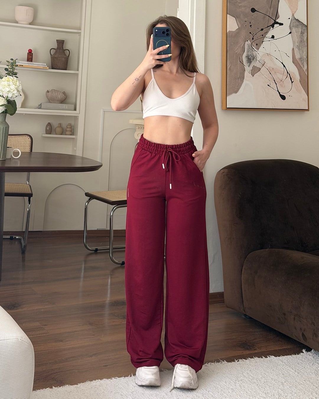 Soft Bordo Basic Alt Eşofman
