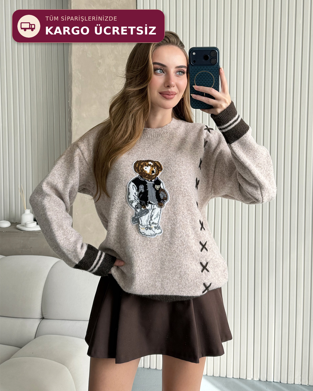 Teddy Club Ayıcık Aplikeli Triko