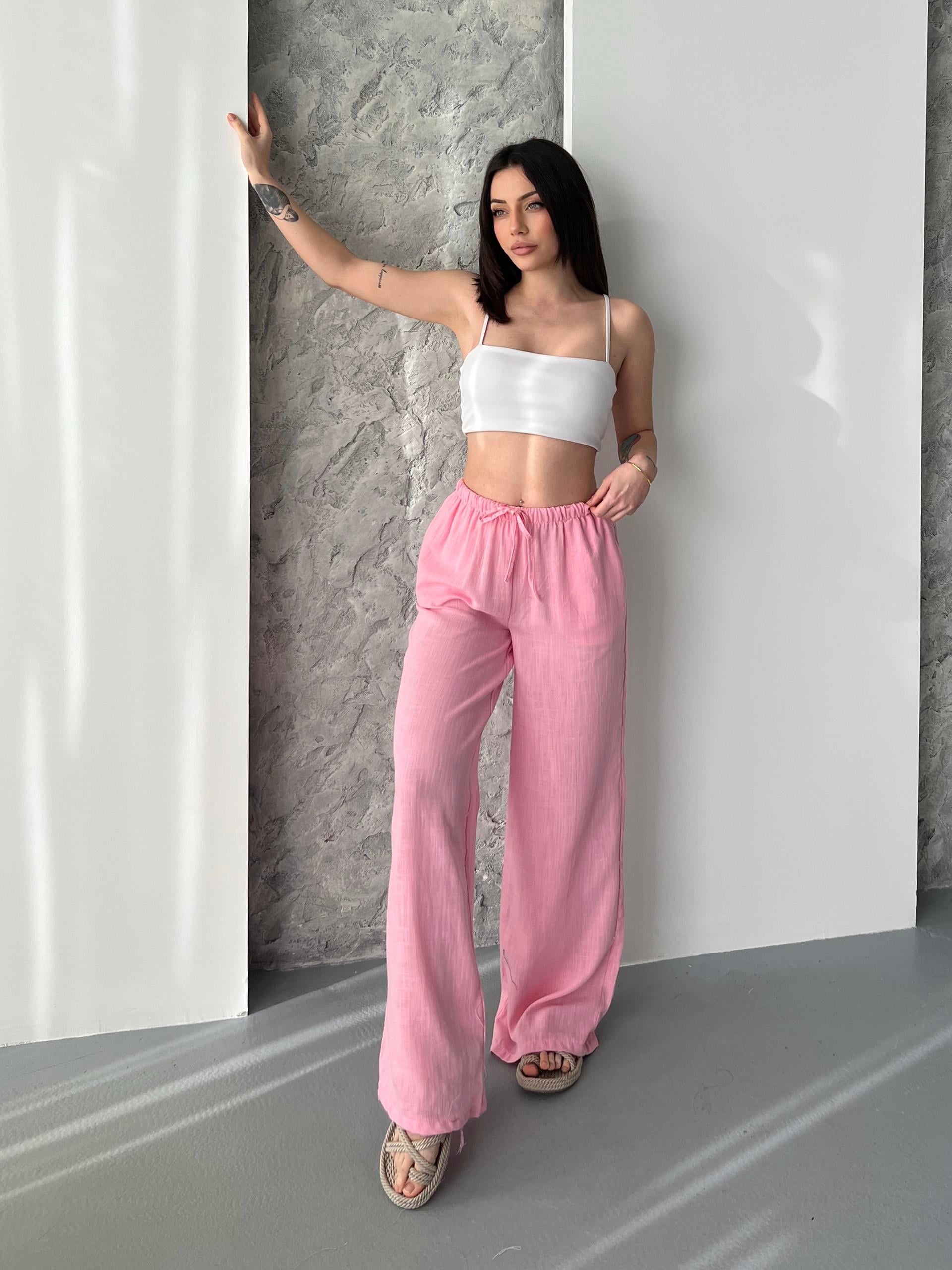 Tiril Pembe Oversize Pantolon