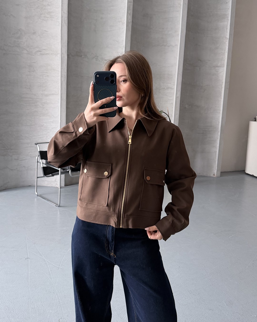 Torba Cepli Kahverengi Bomber Ceket