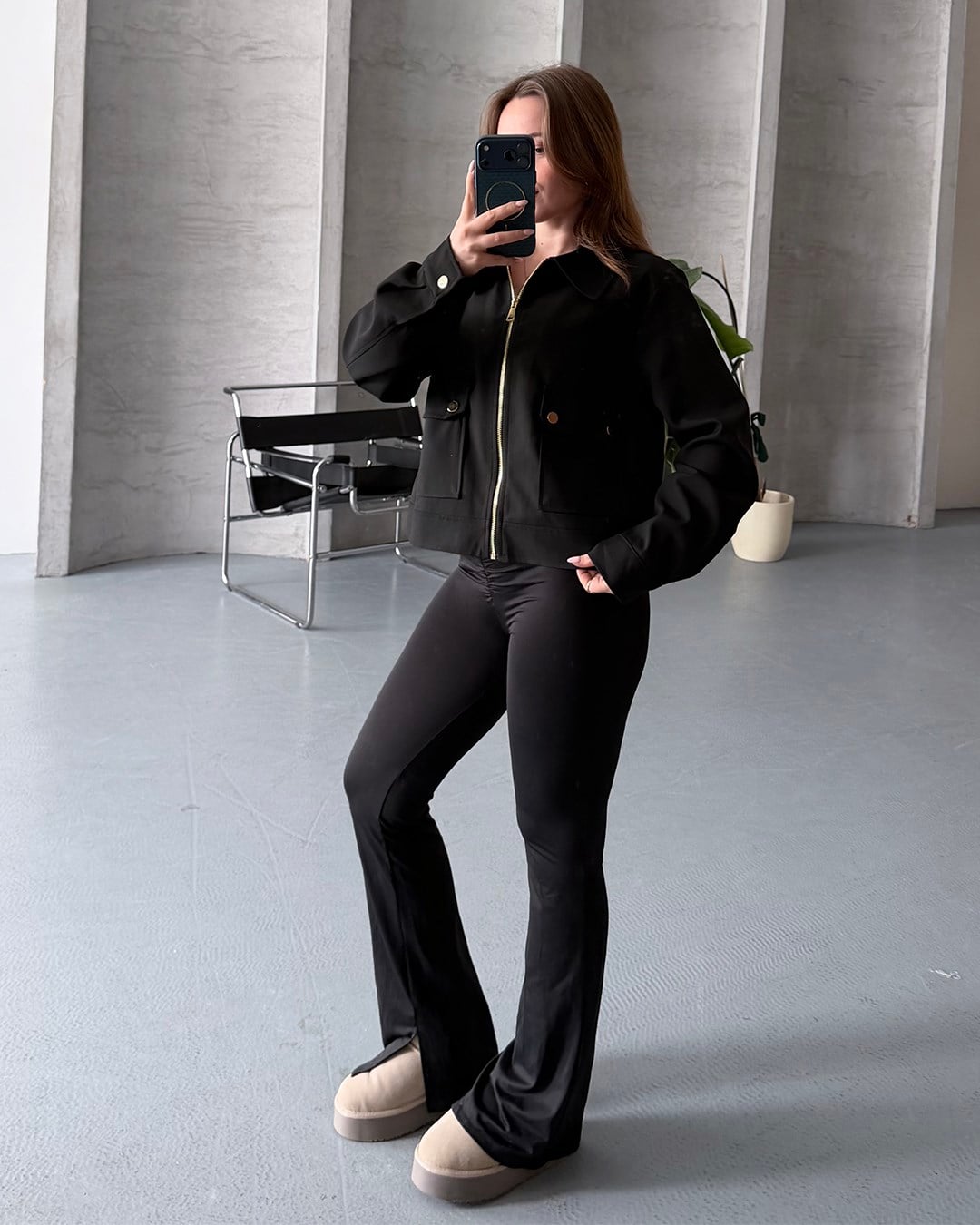 Torba Cepli Siyah Bomber Ceket