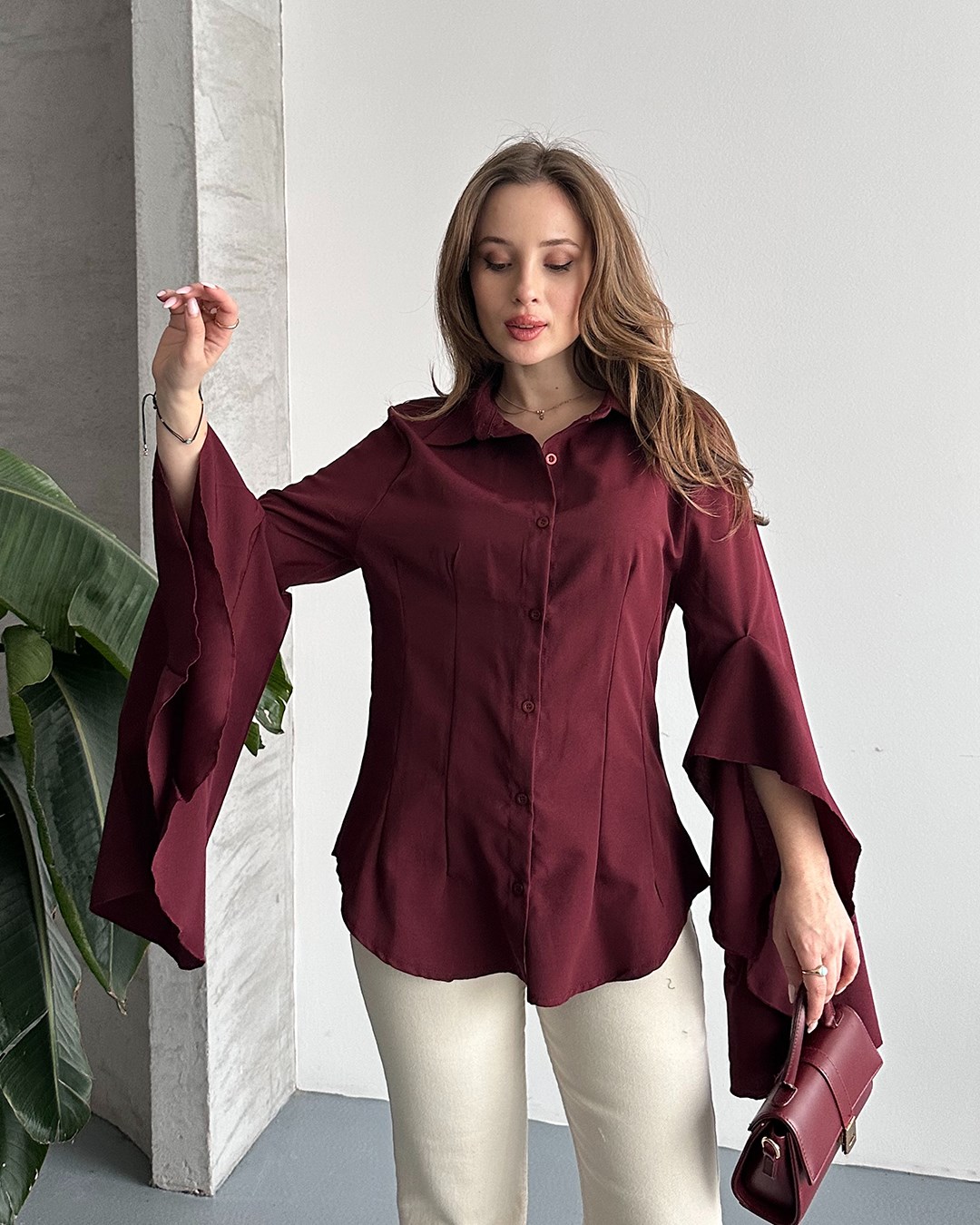 Volan Kol Bordo Gömlek