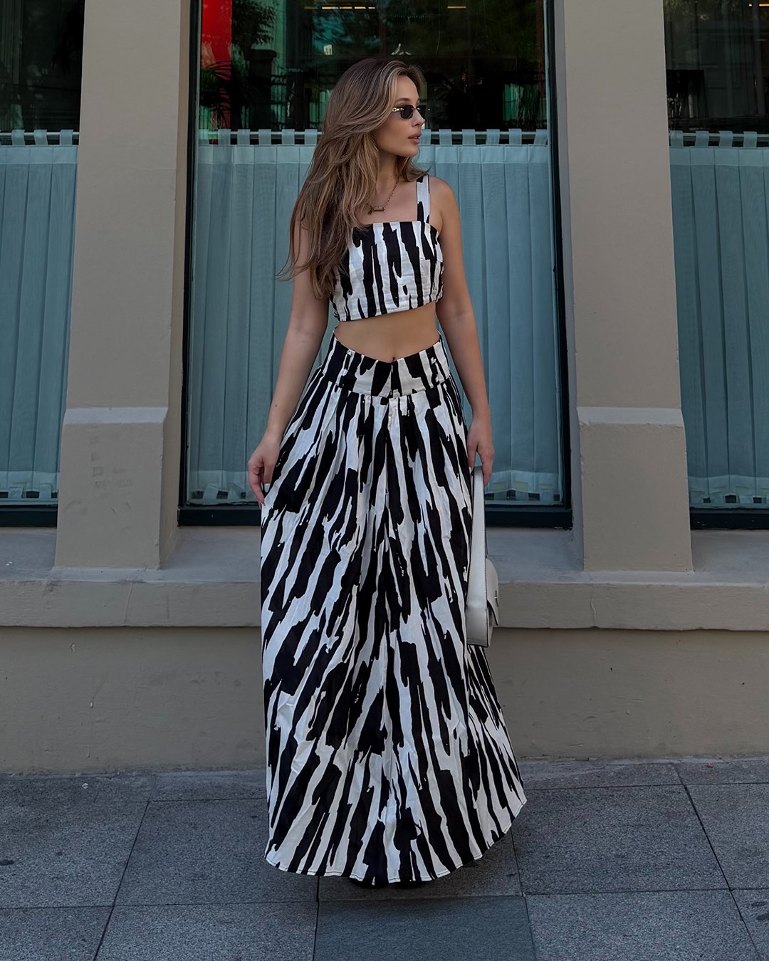 Zebra Desenli Crop Etek Takım