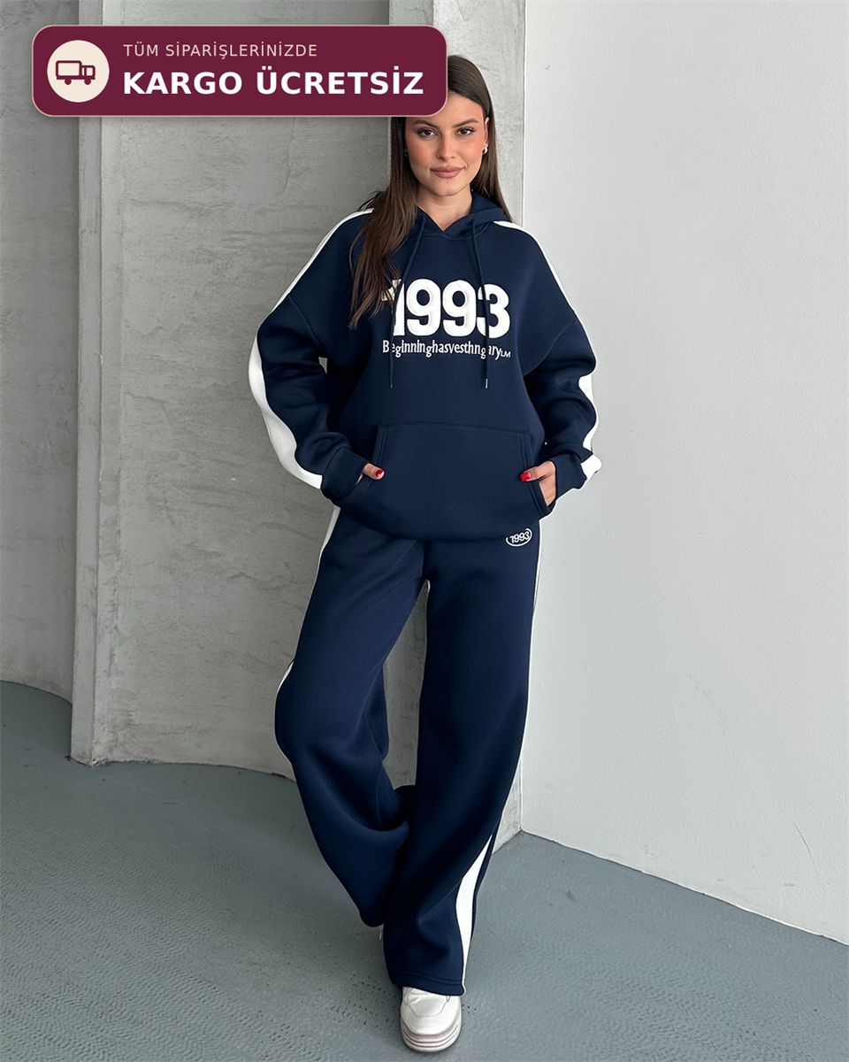 1993 Kabartma Nakışlı Lacivert İkili Takım
