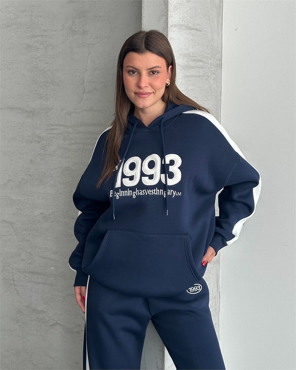 1993 Kabartma Nakışlı Lacivert İkili Takım