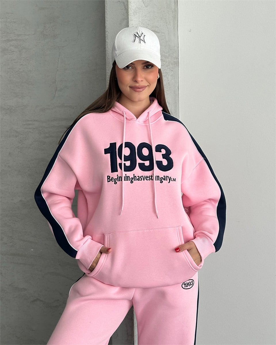 1993 Kabartma Nakışlı Pembe İkili Takım