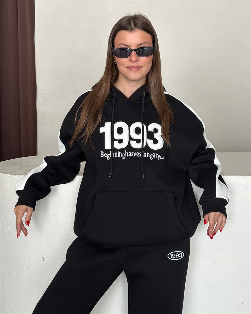 1993 Kabartma Nakışlı Siyah İkili Takım