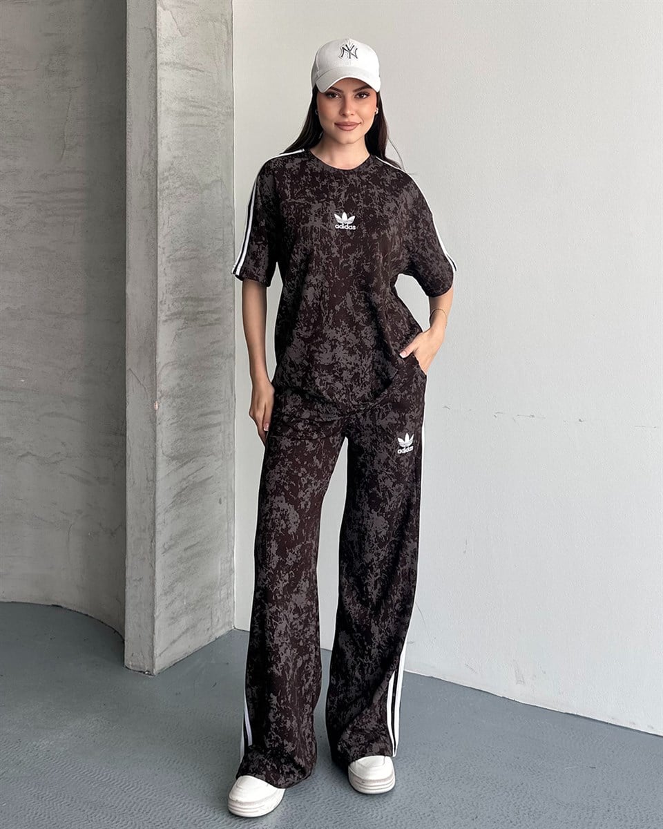 Ad Kahverengi Batik Desenli Eşofman Takımı