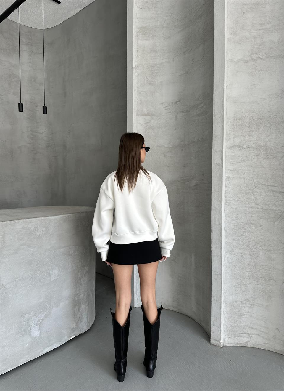 Aktif Oversize Active Beyaz Sweatshirt